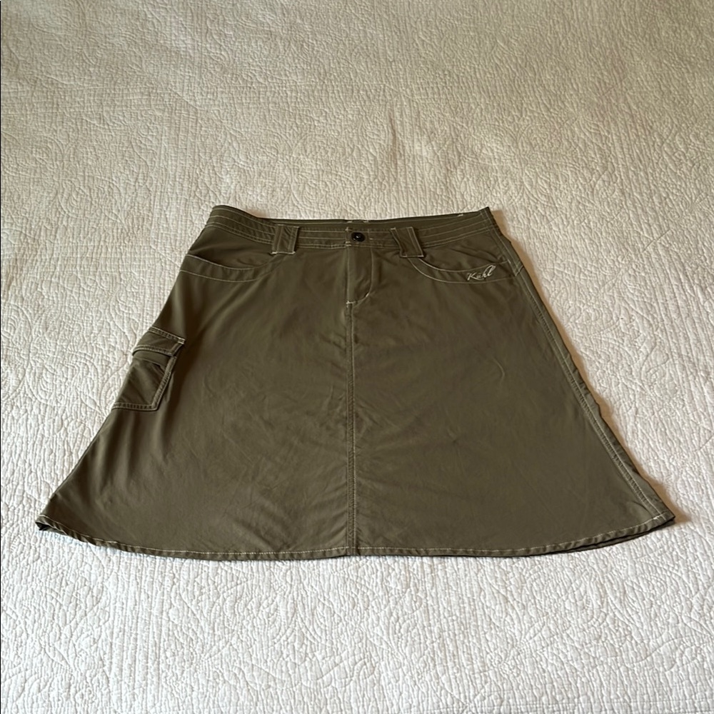 Kuhl Splash khaki olive green Rydr Rise women's activewear skirt